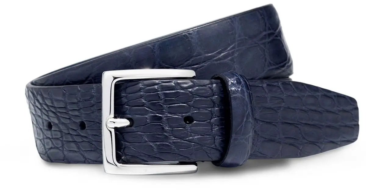 Loro Piana's Owen Belt in Blue Crocodile Leather for Men. Expensive Belts In The World